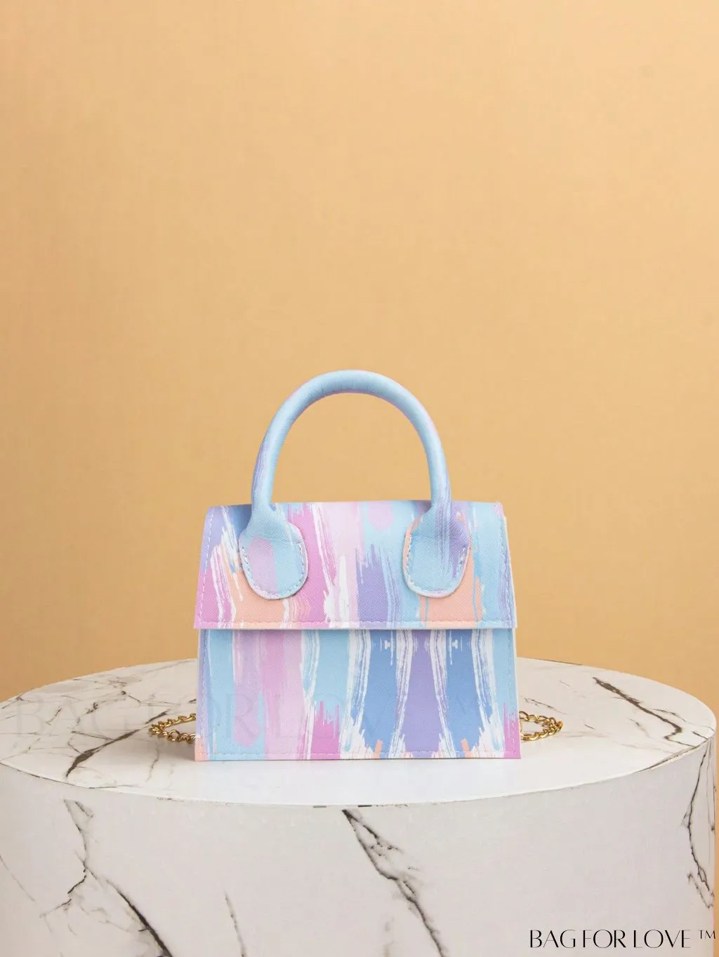 BagForLove - Funky Neon Pink Mini Square Bag with Chain Flap - PU Leather