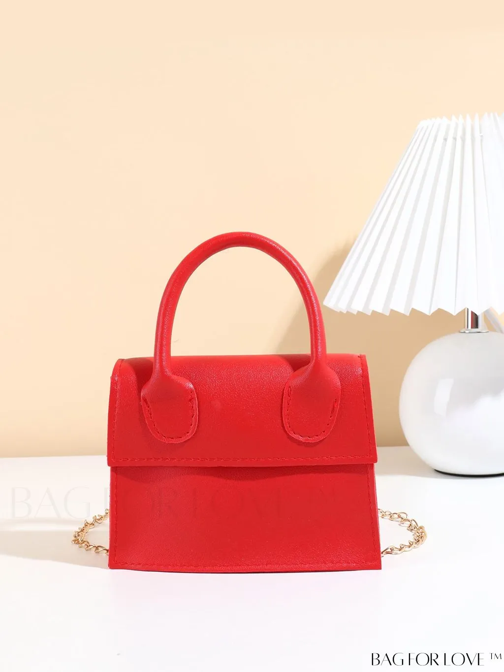 BagForLove - Funky Neon Pink Mini Square Bag with Chain Flap - PU Leather