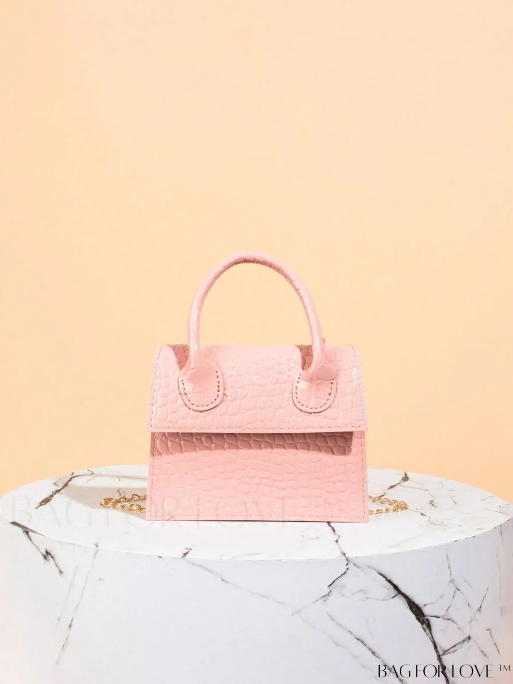 BagForLove - Funky Neon Pink Mini Square Bag with Chain Flap - PU Leather