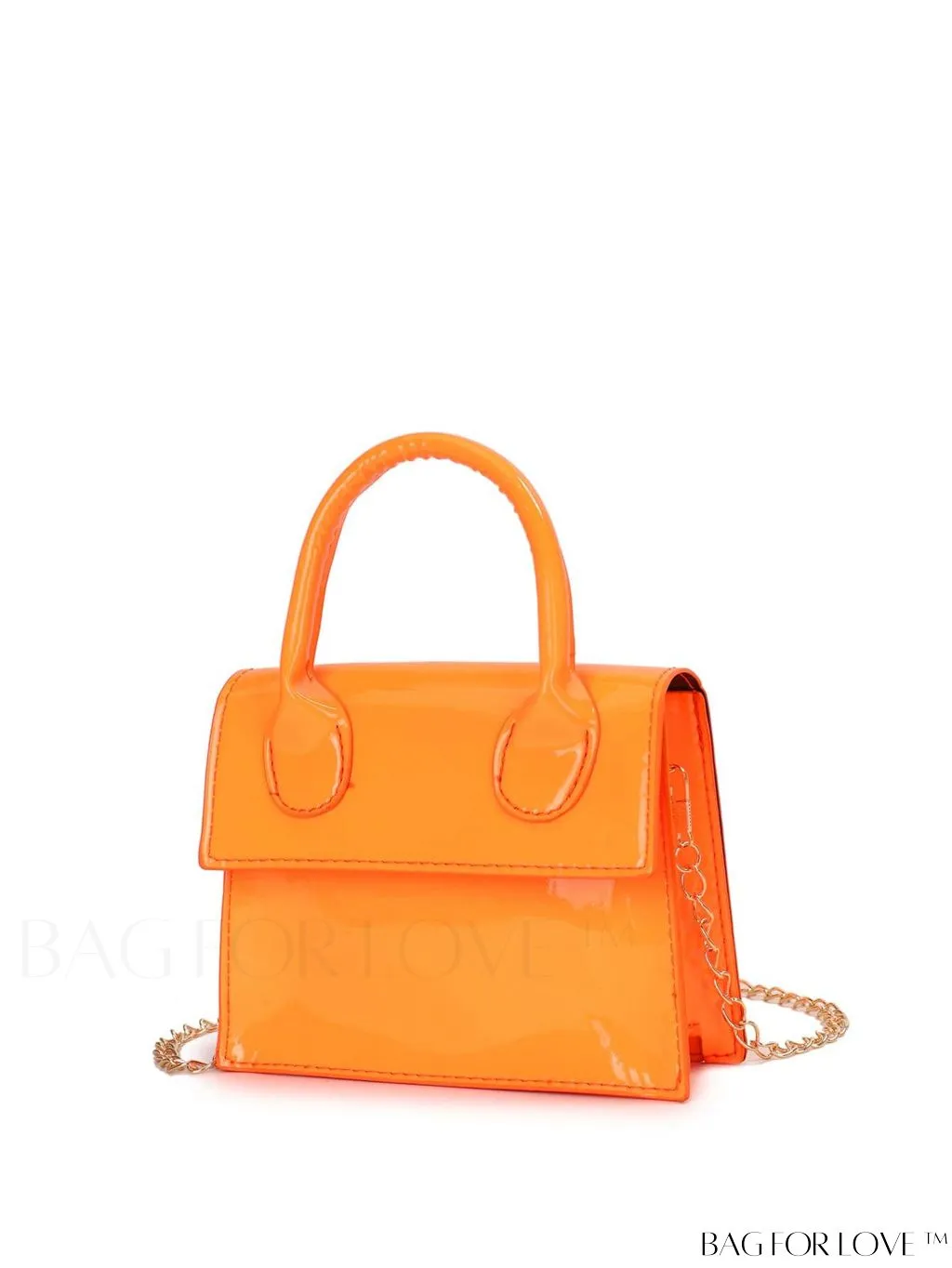 BagForLove - Funky Neon Pink Mini Square Bag with Chain Flap - PU Leather