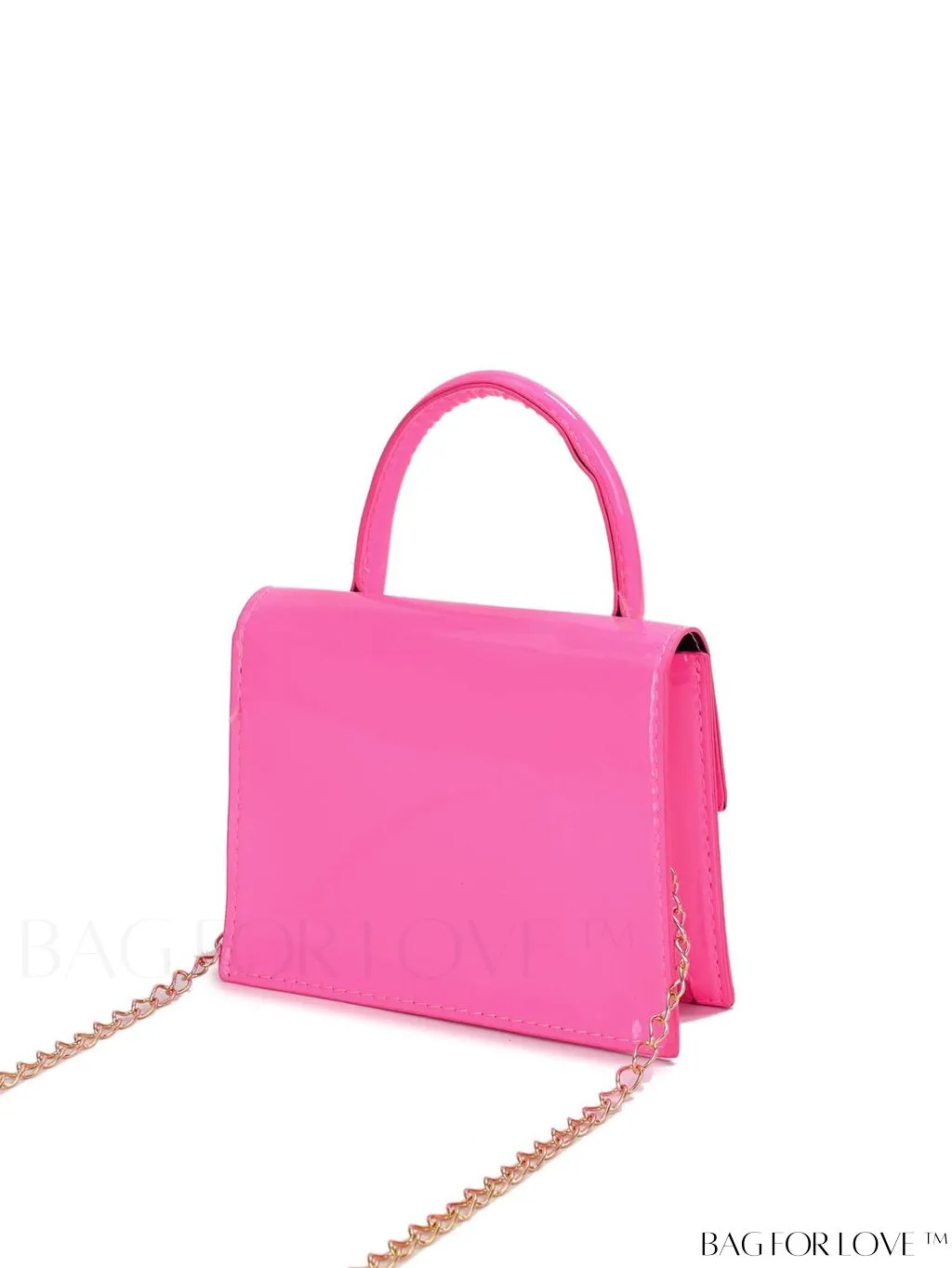 BagForLove - Funky Neon Pink Mini Square Bag with Chain Flap - PU Leather