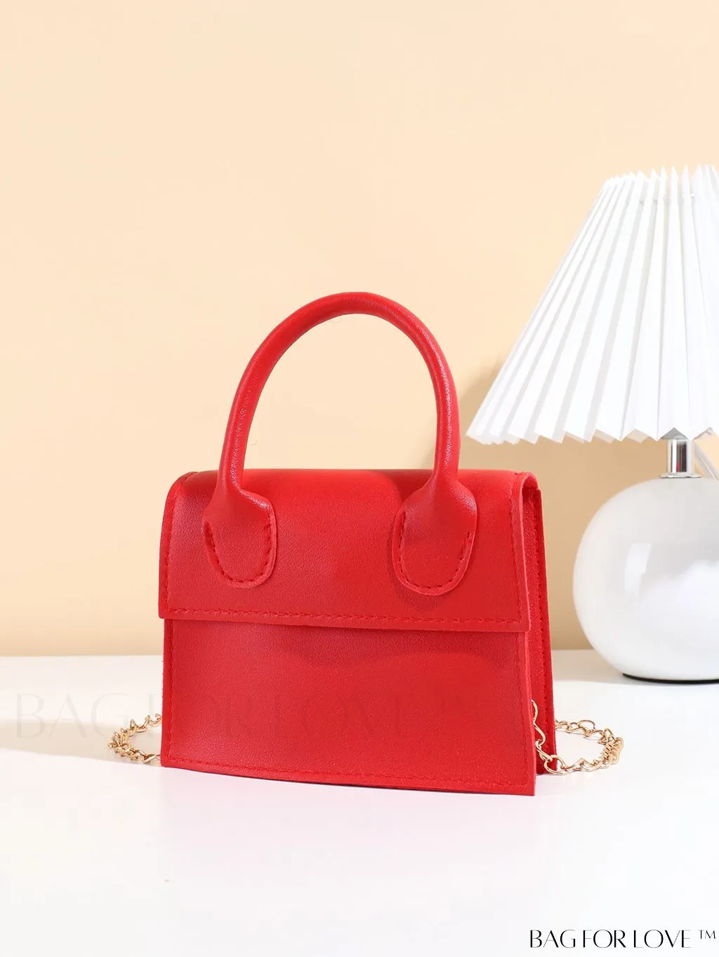 BagForLove - Funky Neon Pink Mini Square Bag with Chain Flap - PU Leather
