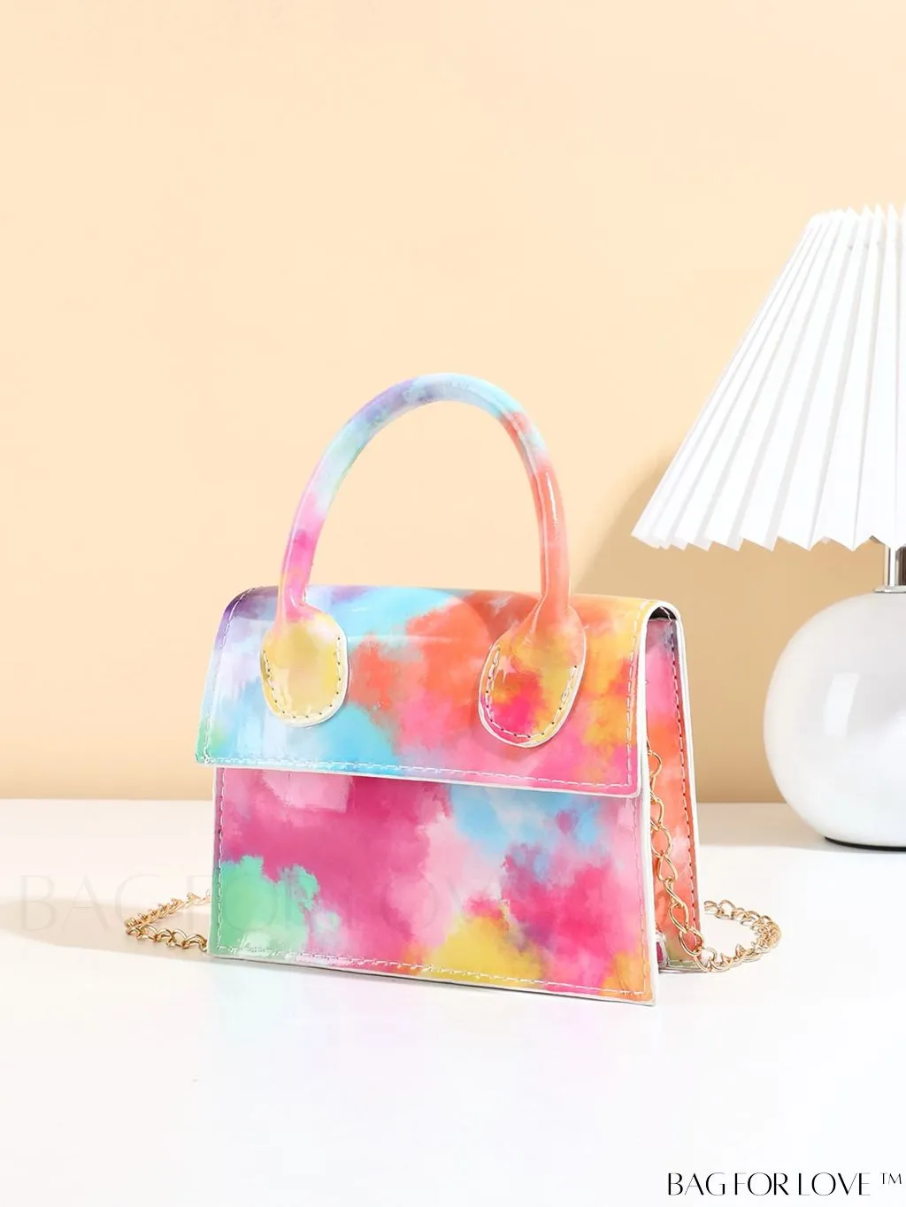 BagForLove - Funky Neon Pink Mini Square Bag with Chain Flap - PU Leather