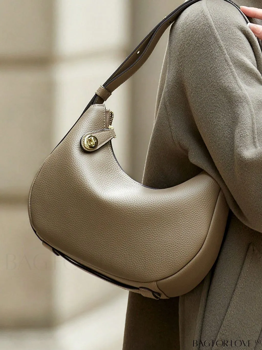 BagForLove - Genuine Leather Litchi Embossed Hobo Bag - Sophisticated and Stylish