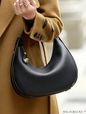 BagForLove - Genuine Leather Litchi Embossed Hobo Bag - Sophisticated and Stylish