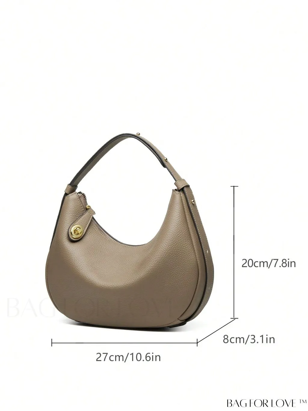 BagForLove - Genuine Leather Litchi Embossed Hobo Bag - Sophisticated and Stylish