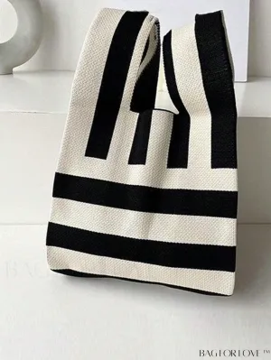 BagForLove - Korean Striped Print Crochet Bag - Fashionable Minimalist Tote