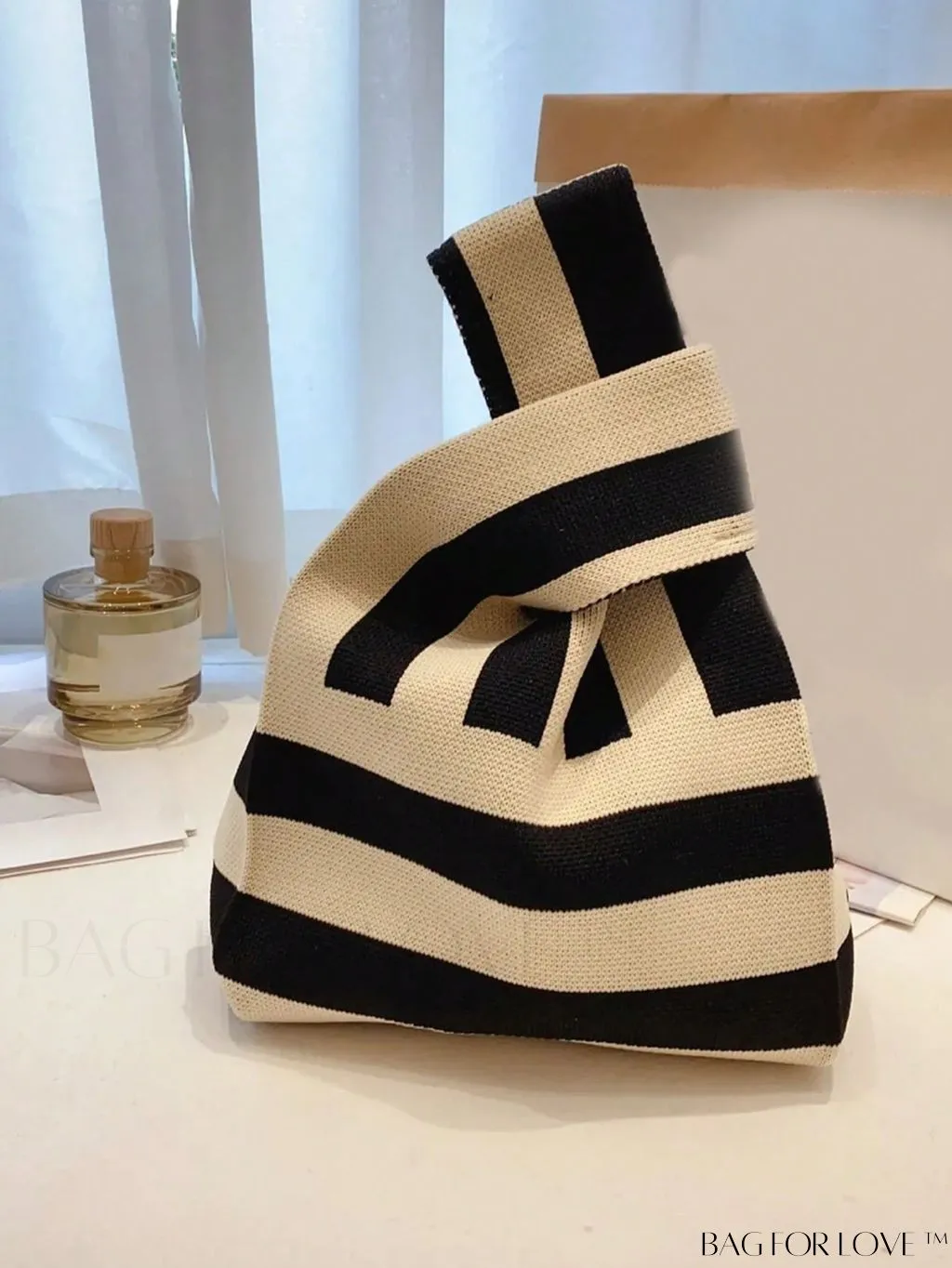 BagForLove - Korean Striped Print Crochet Bag - Fashionable Minimalist Tote