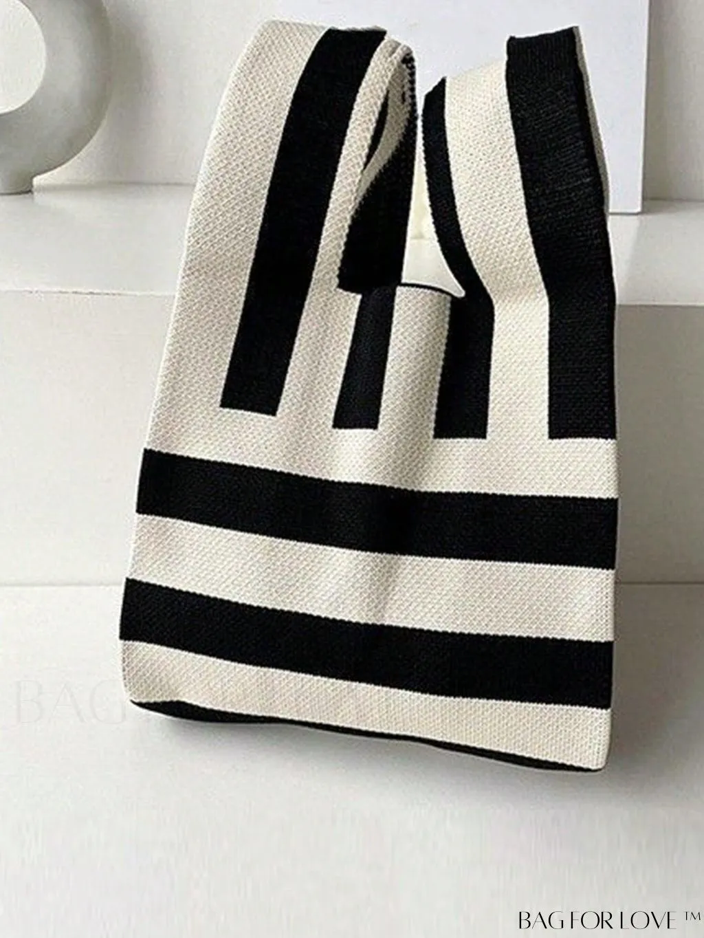 BagForLove - Korean Striped Print Crochet Bag - Fashionable Minimalist Tote