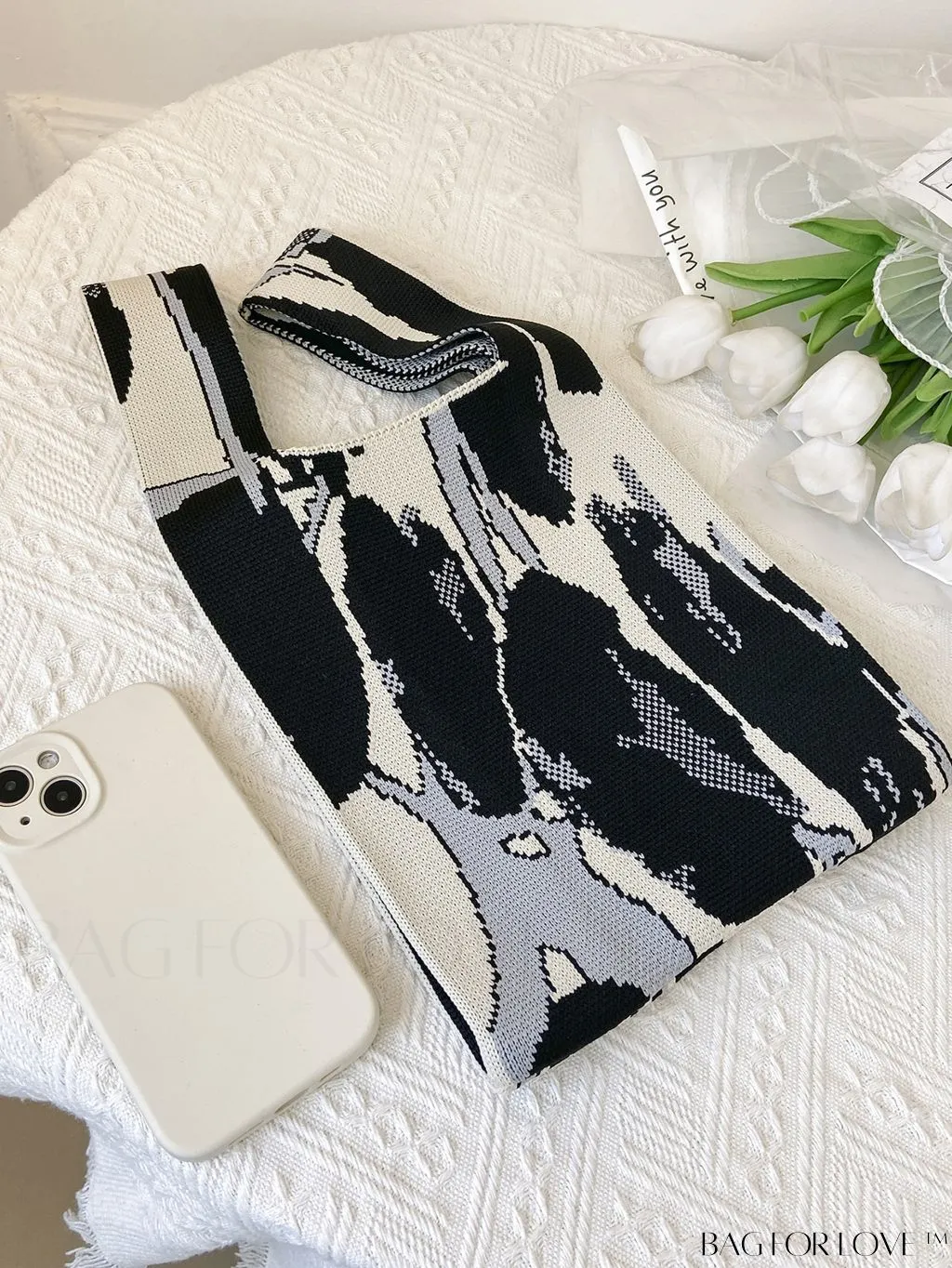 BagForLove - Letter Patterned Knit Casual Tote Bag - Latest Addition