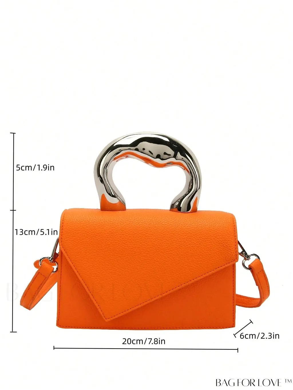 BagForLove - Litchi Embossed Mini Square Flap Bag with Top Handle - PU Leather