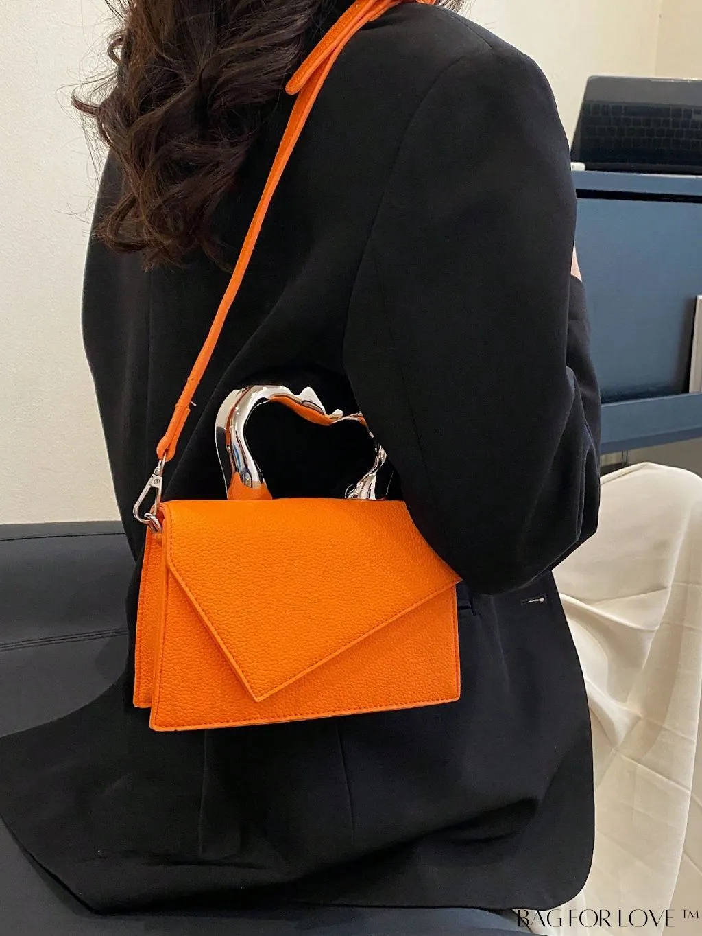 BagForLove - Litchi Embossed Mini Square Flap Bag with Top Handle - PU Leather