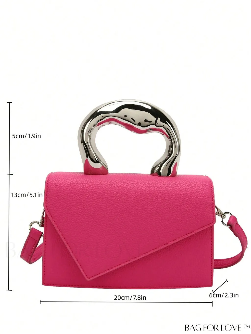 BagForLove - Litchi Embossed Mini Square Flap Bag with Top Handle - PU Leather