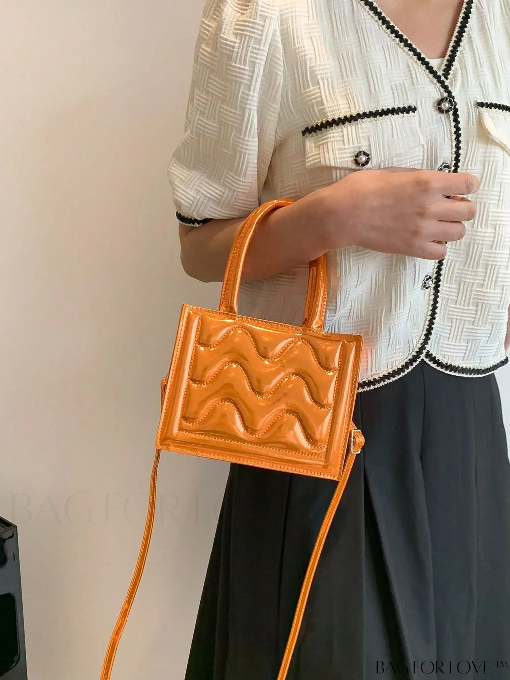 BagForLove - Metallic Double Handle Mini Quilted Square Bag for a Funky Look