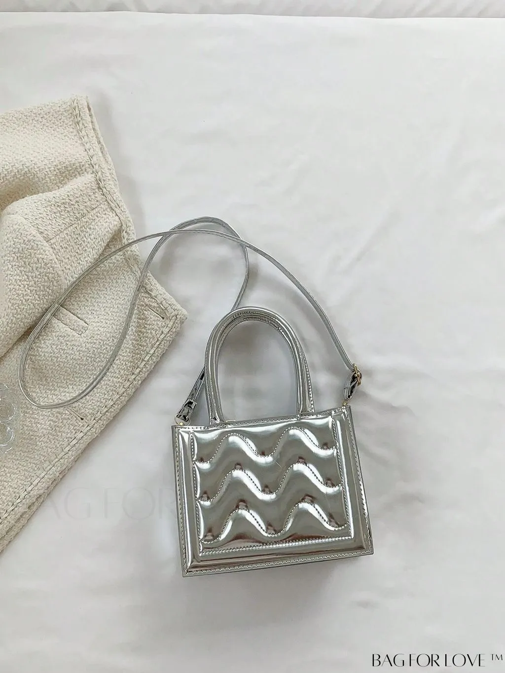 BagForLove - Metallic Double Handle Mini Quilted Square Bag for a Funky Look