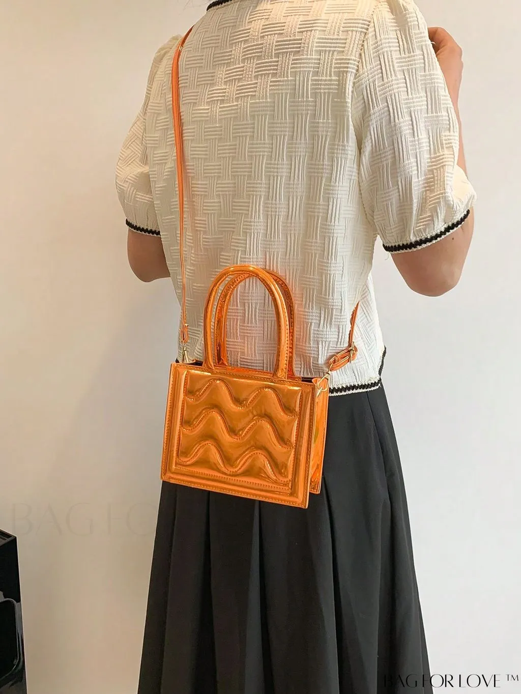 BagForLove - Metallic Double Handle Mini Quilted Square Bag for a Funky Look