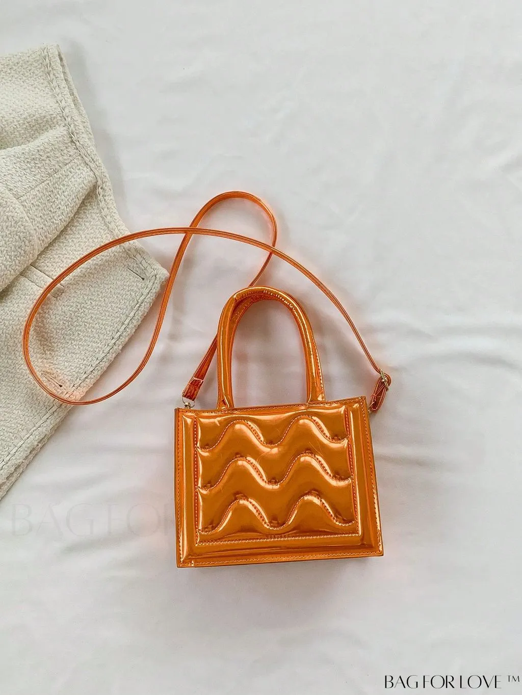 BagForLove - Metallic Double Handle Mini Quilted Square Bag for a Funky Look