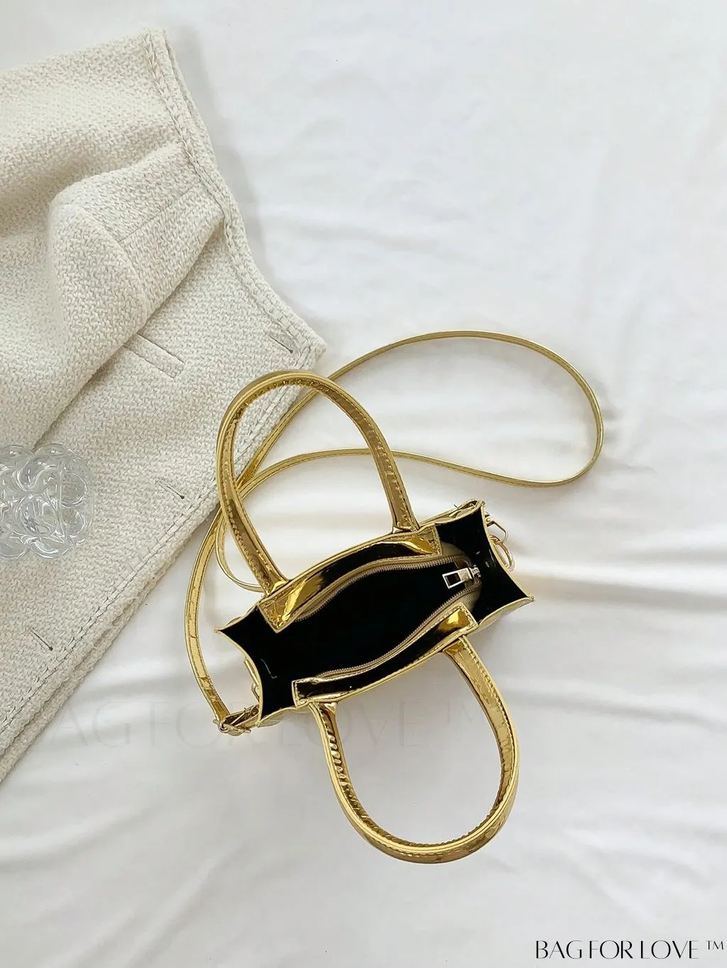 BagForLove - Metallic Double Handle Mini Quilted Square Bag for a Funky Look