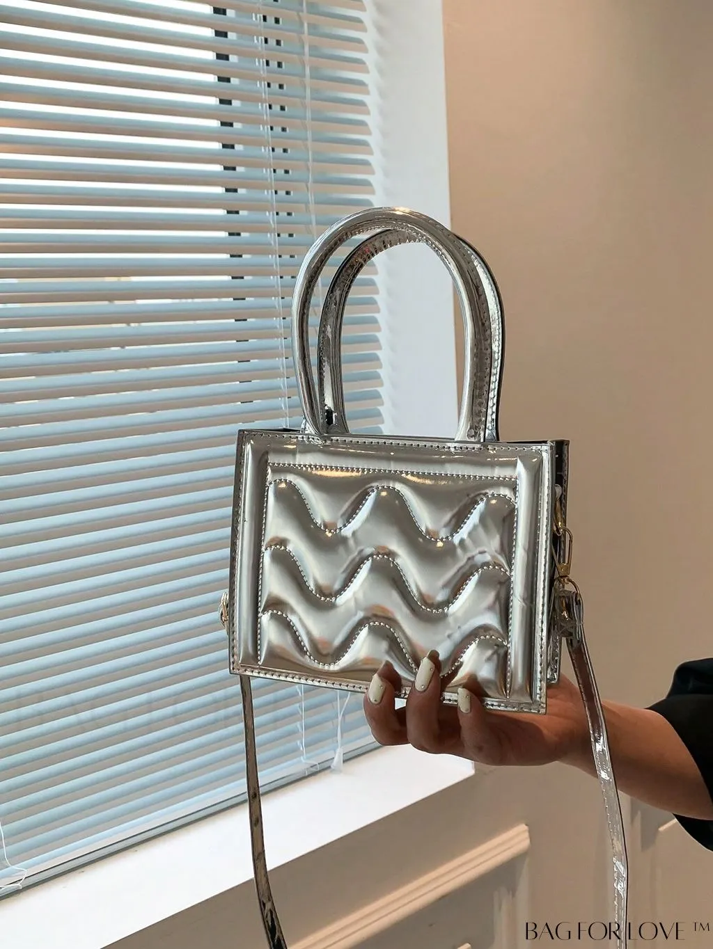BagForLove - Metallic Double Handle Mini Quilted Square Bag for a Funky Look