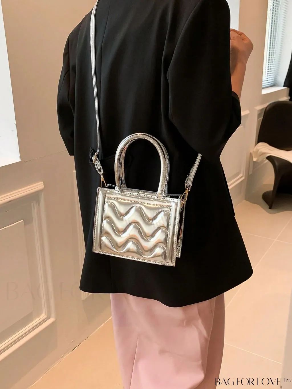 BagForLove - Metallic Double Handle Mini Quilted Square Bag for a Funky Look