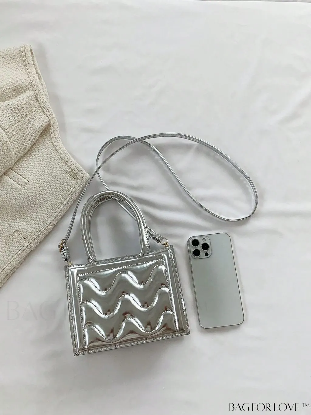 BagForLove - Metallic Double Handle Mini Quilted Square Bag for a Funky Look