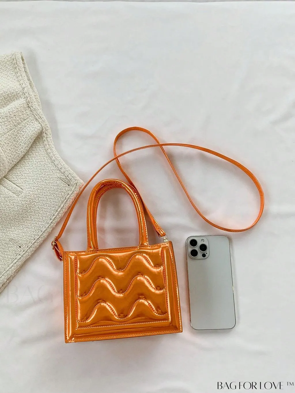 BagForLove - Metallic Double Handle Mini Quilted Square Bag for a Funky Look