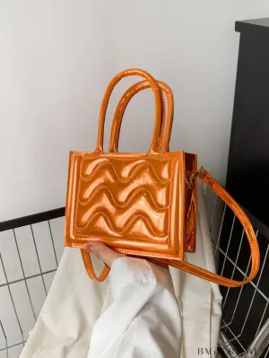 BagForLove - Metallic Double Handle Mini Quilted Square Bag for a Funky Look