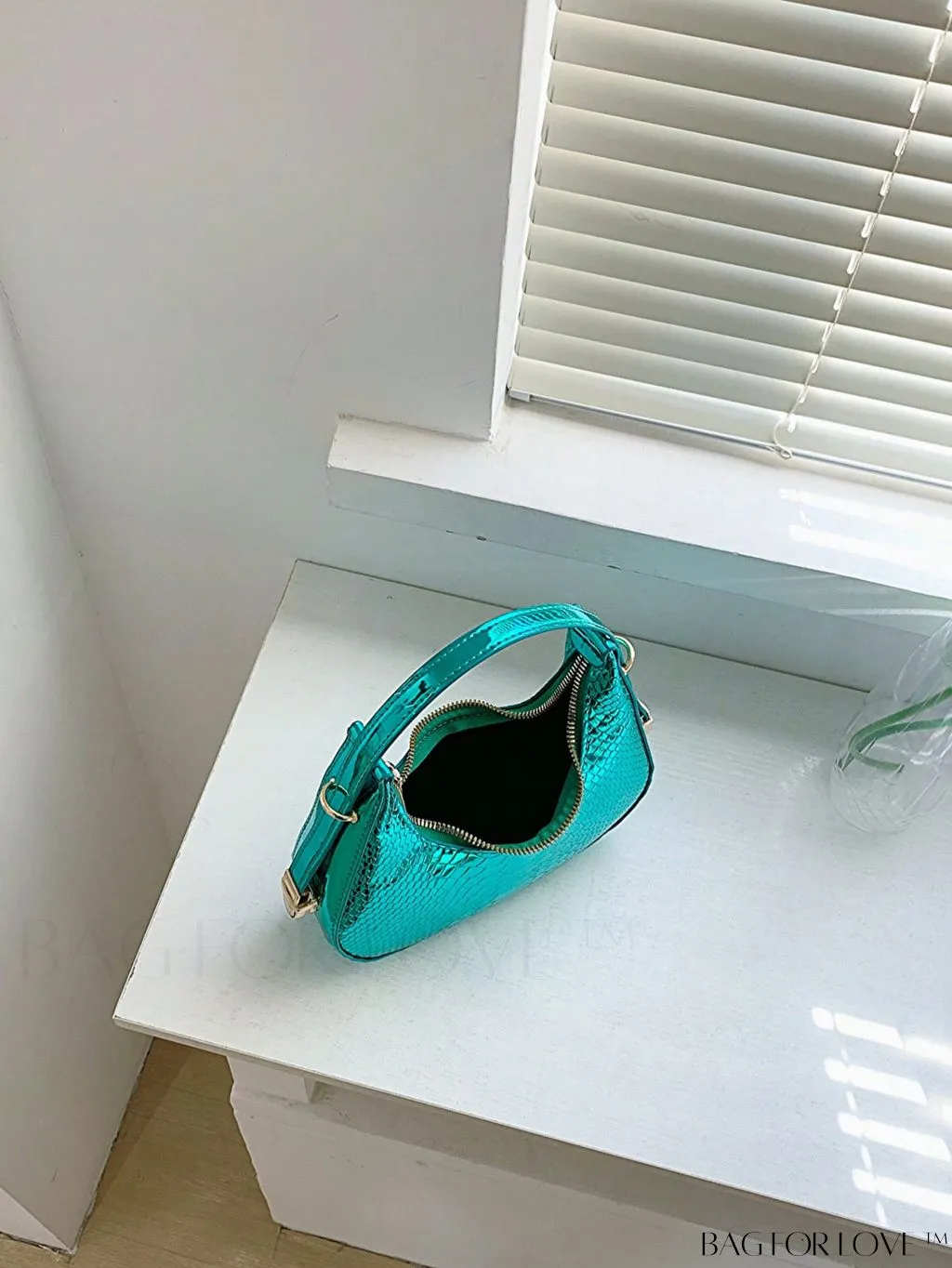 BagForLove - Metallic Snakeskin Embossed Mini Hobo Bag - Chic and Edgy
