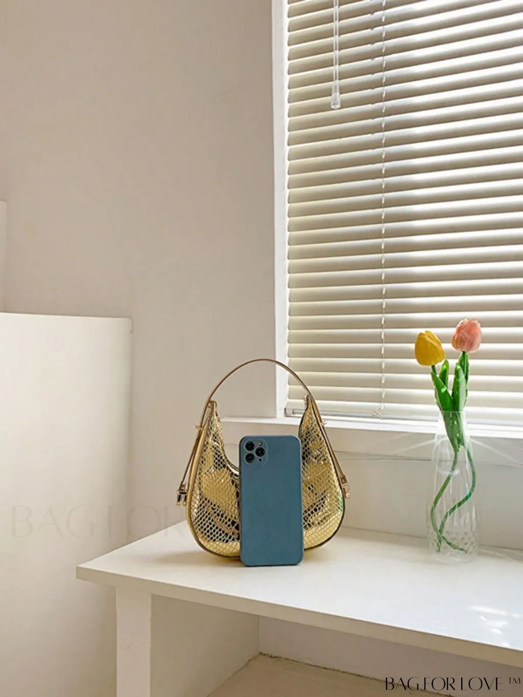 BagForLove - Metallic Snakeskin Embossed Mini Hobo Bag - Chic and Edgy