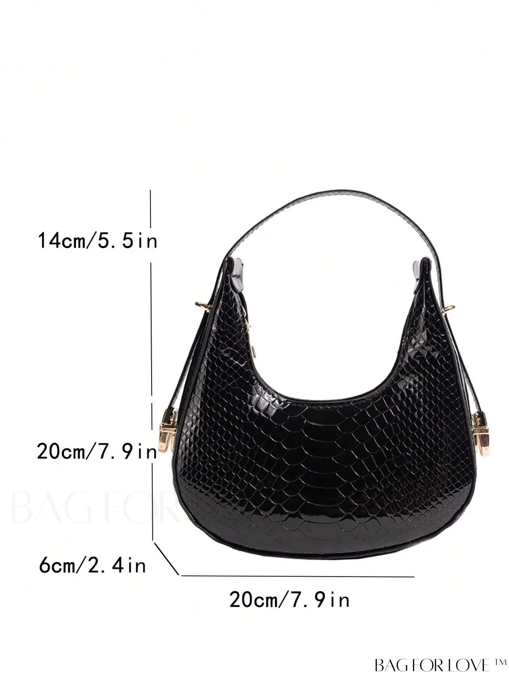 BagForLove - Metallic Snakeskin Embossed Mini Hobo Bag - Chic and Edgy
