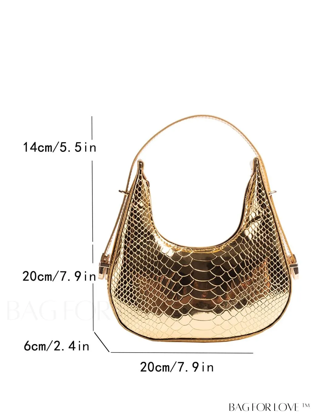BagForLove - Metallic Snakeskin Embossed Mini Hobo Bag - Chic and Edgy