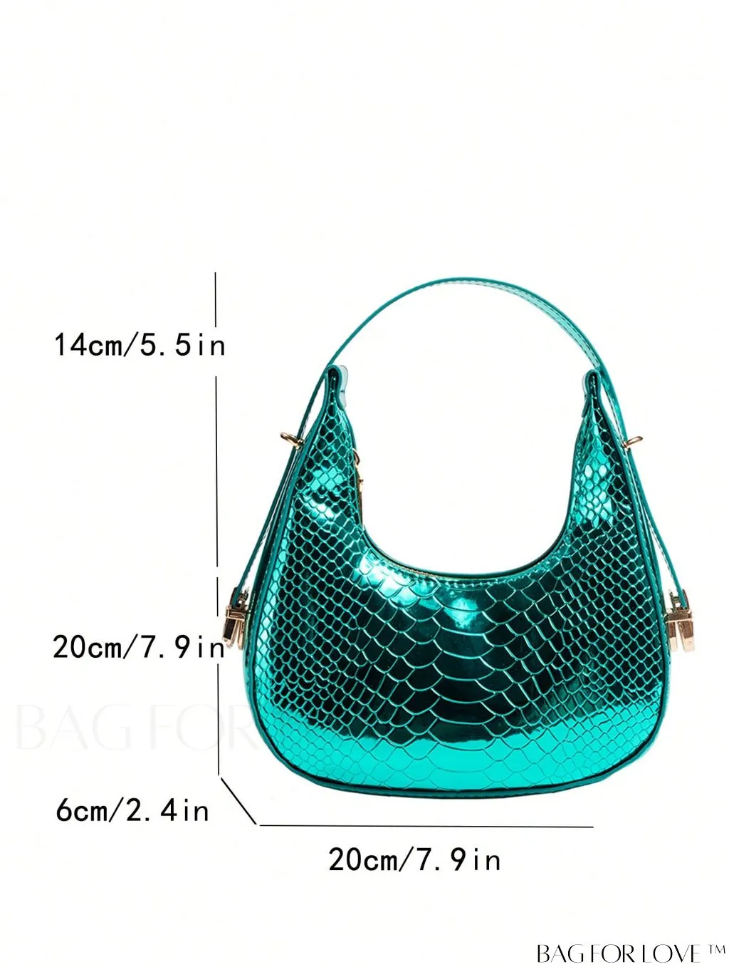 BagForLove - Metallic Snakeskin Embossed Mini Hobo Bag - Chic and Edgy
