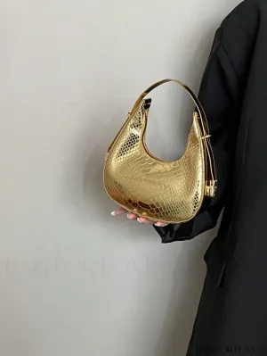 BagForLove - Metallic Snakeskin Embossed Mini Hobo Bag - Chic and Edgy