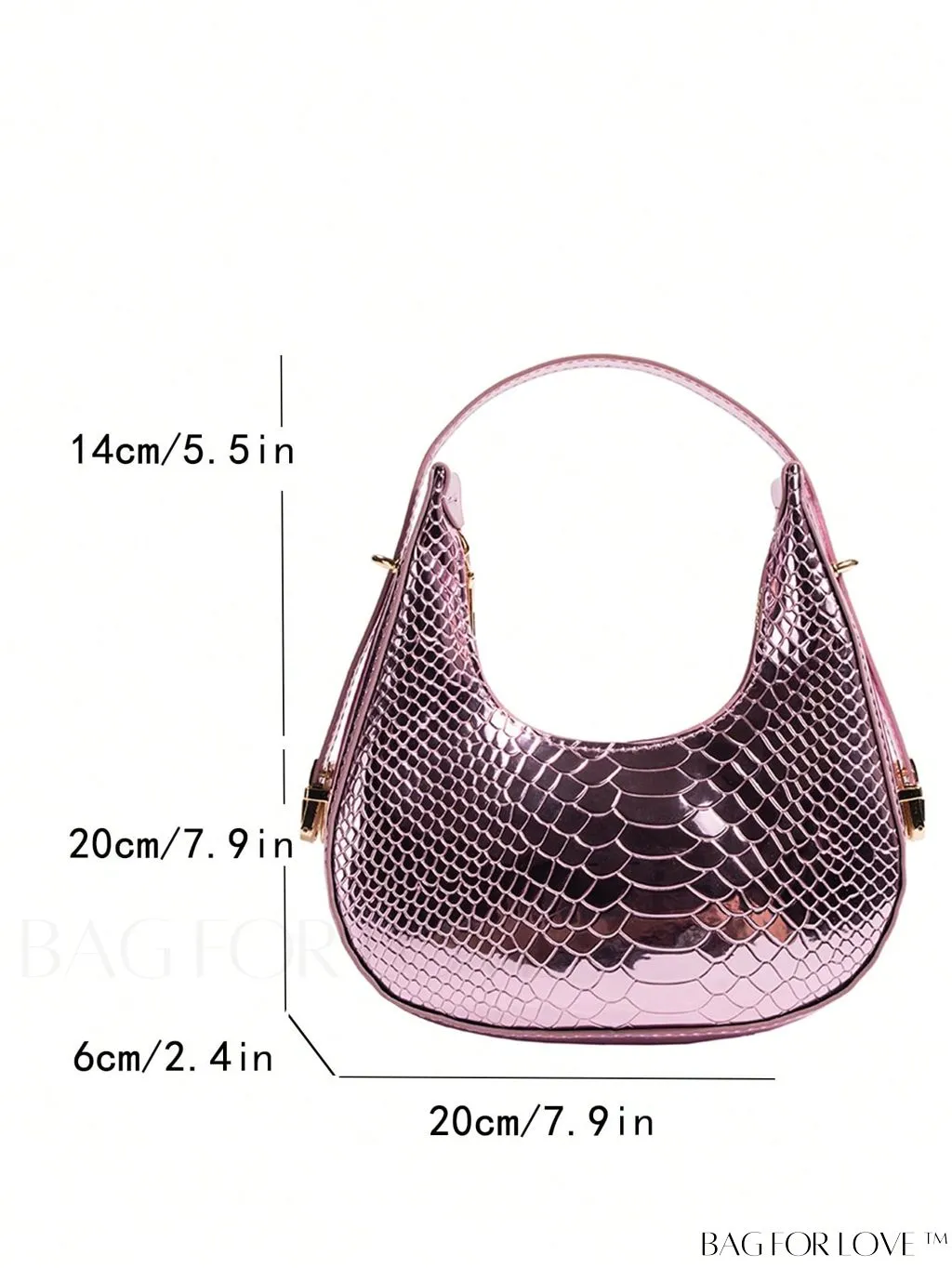 BagForLove - Metallic Snakeskin Embossed Mini Hobo Bag - Chic and Edgy