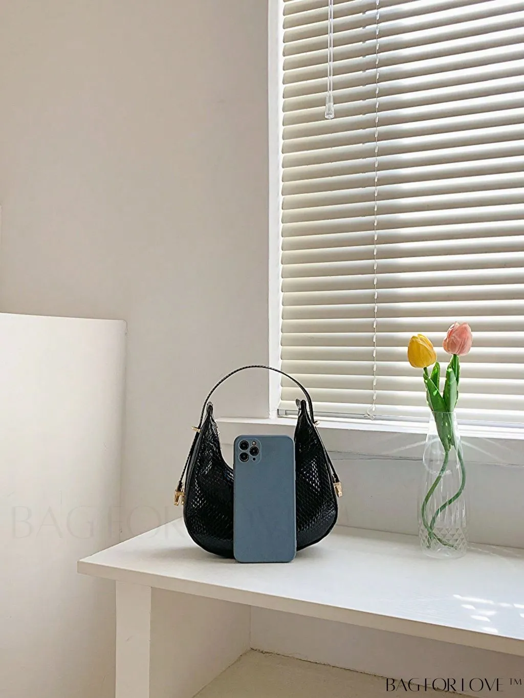 BagForLove - Metallic Snakeskin Embossed Mini Hobo Bag - Chic and Edgy