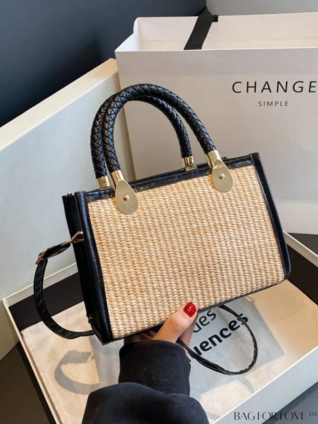 BagForLove - Mini Braided Straw Bag with Zipper Detail - Perfect Mothers Day Gift!