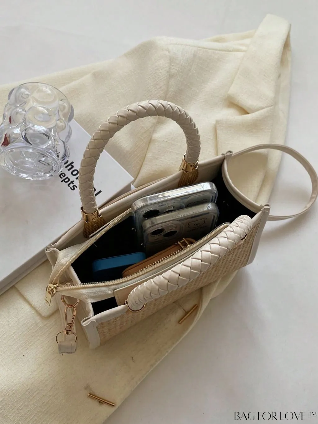 BagForLove - Mini Braided Straw Bag with Zipper Detail - Perfect Mothers Day Gift!