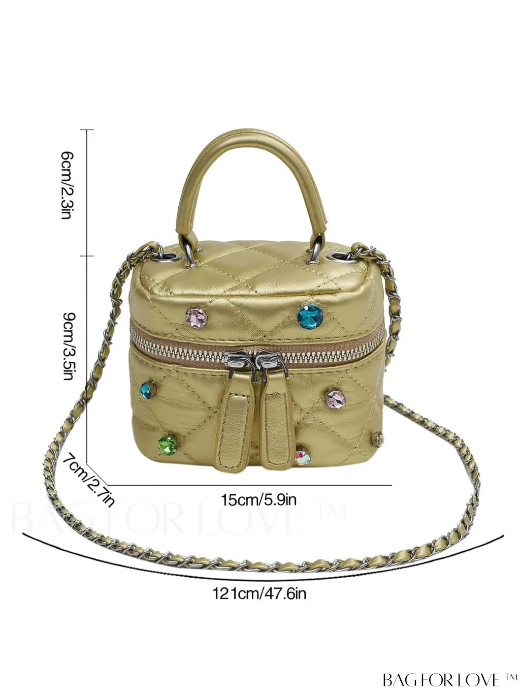 BagForLove - Mini Rhinestone Metallic Handbag with Avant-garde Style Stitching - Elegant and Chic