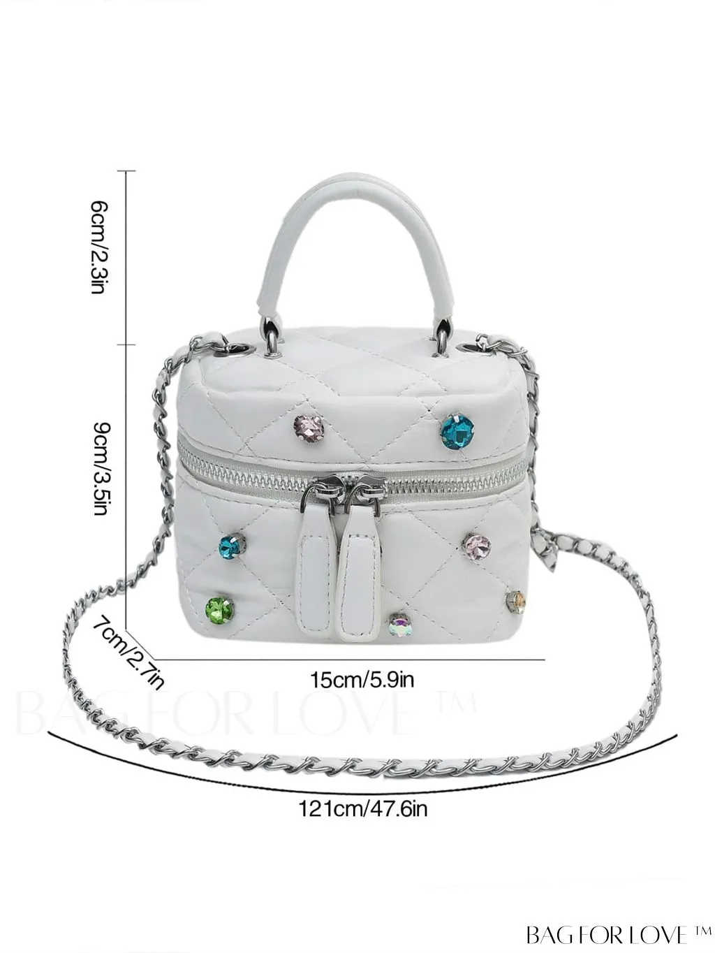 BagForLove - Mini Rhinestone Metallic Handbag with Avant-garde Style Stitching - Elegant and Chic