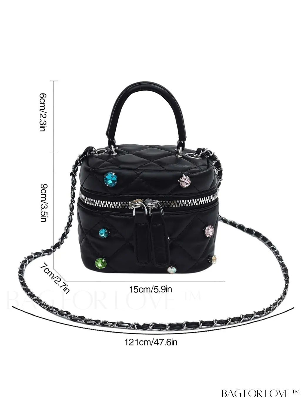 BagForLove - Mini Rhinestone Metallic Handbag with Avant-garde Style Stitching - Elegant and Chic