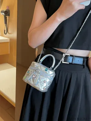 BagForLove - Mini Rhinestone Metallic Handbag with Avant-garde Style Stitching - Elegant and Chic