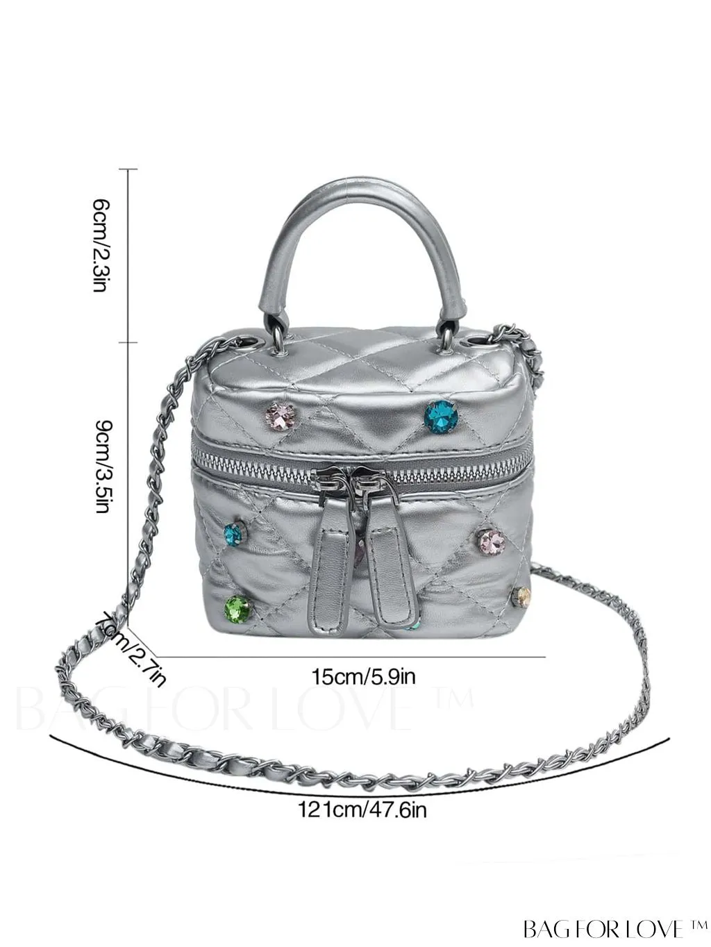 BagForLove - Mini Rhinestone Metallic Handbag with Avant-garde Style Stitching - Elegant and Chic