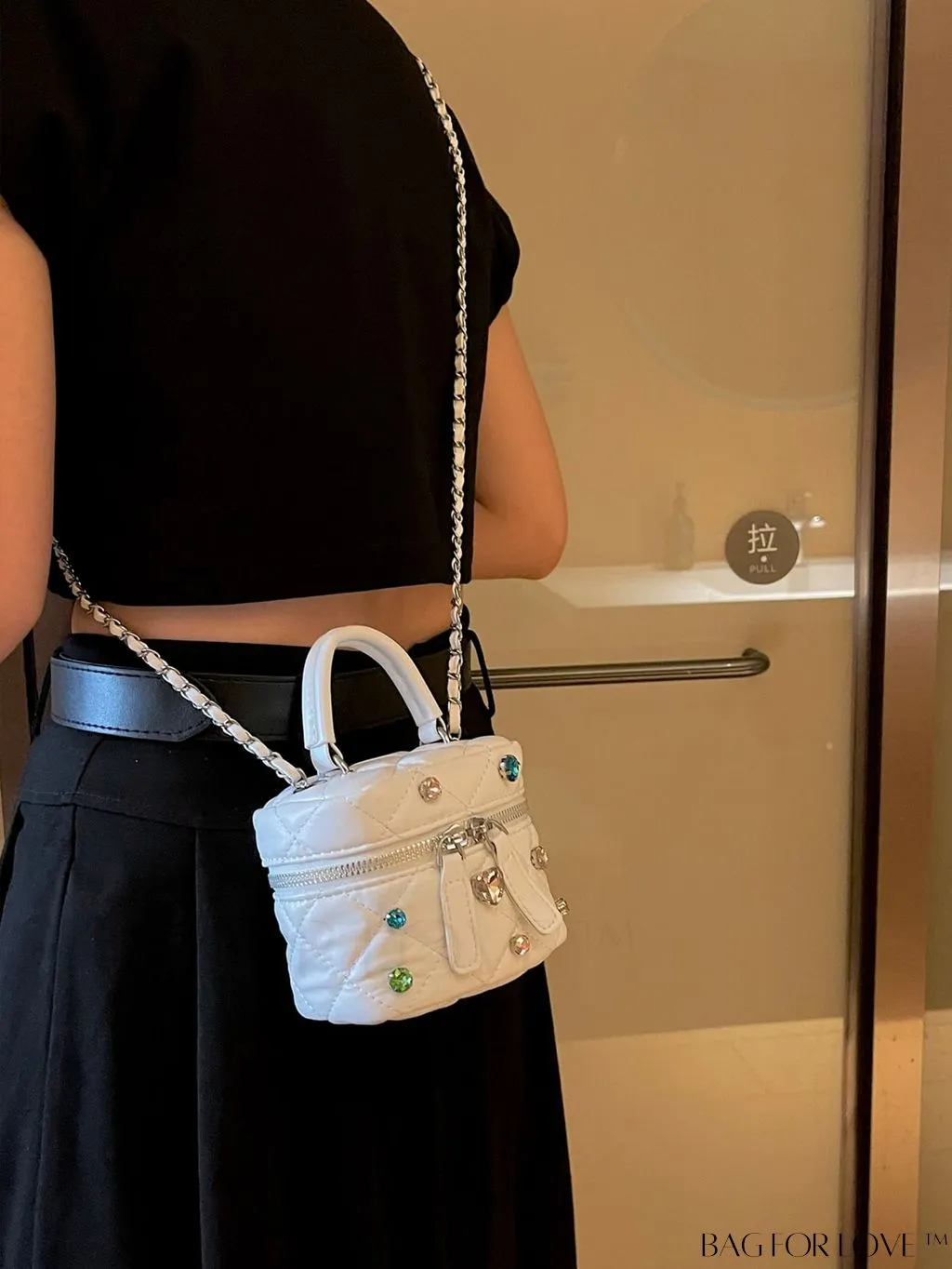 BagForLove - Mini Rhinestone Metallic Handbag with Avant-garde Style Stitching - Elegant and Chic