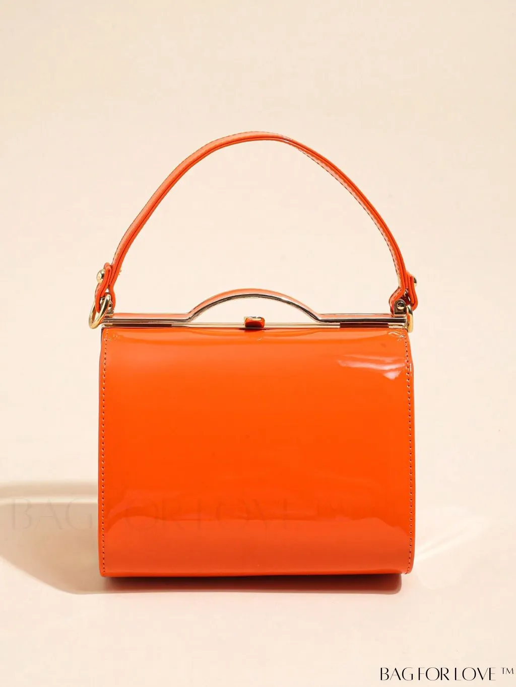 BagForLove - Neon Orange Mini Box Bag: Trendy Funky Style in Artificial Patent Leather