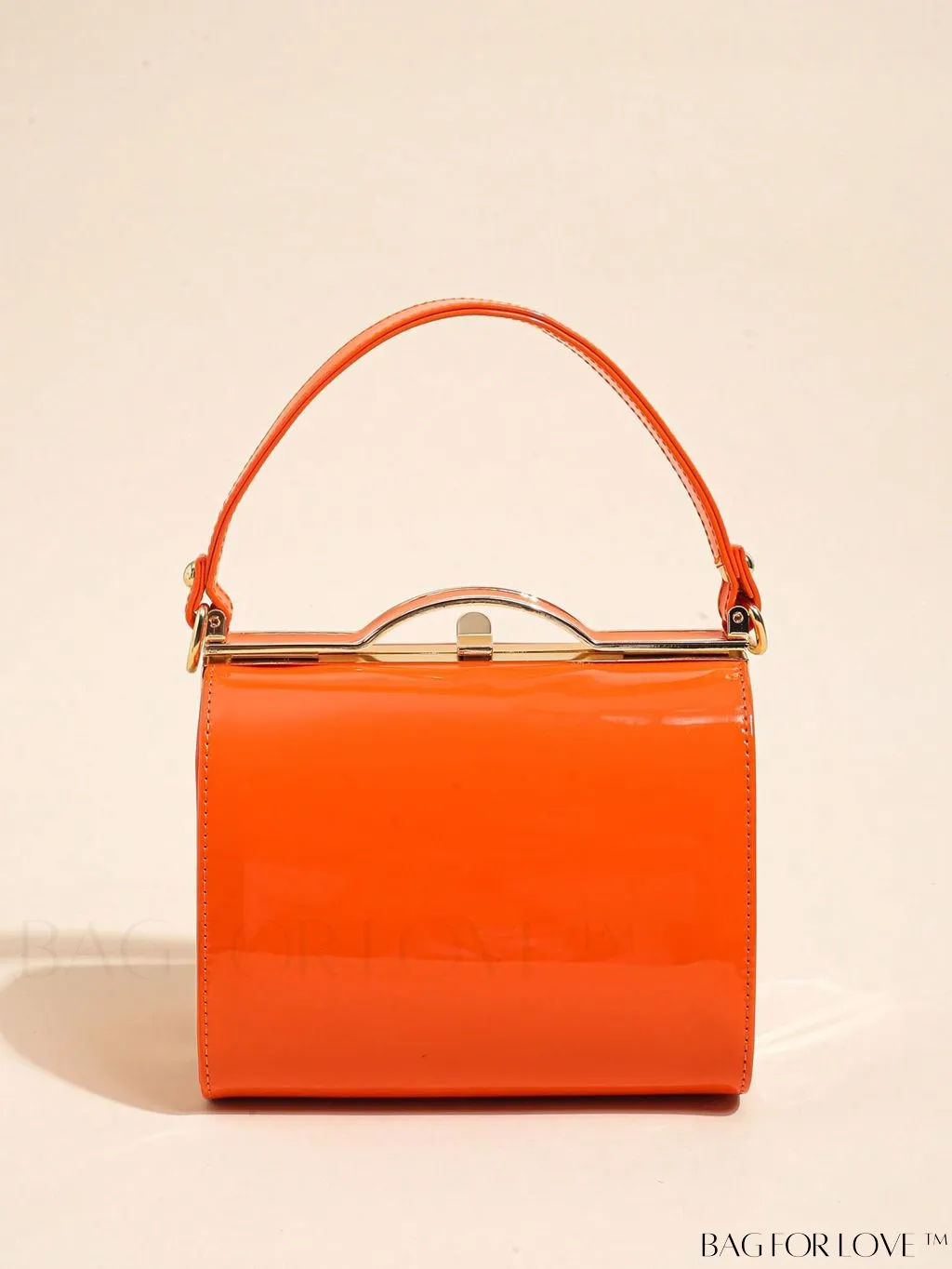 BagForLove - Neon Orange Mini Box Bag: Trendy Funky Style in Artificial Patent Leather