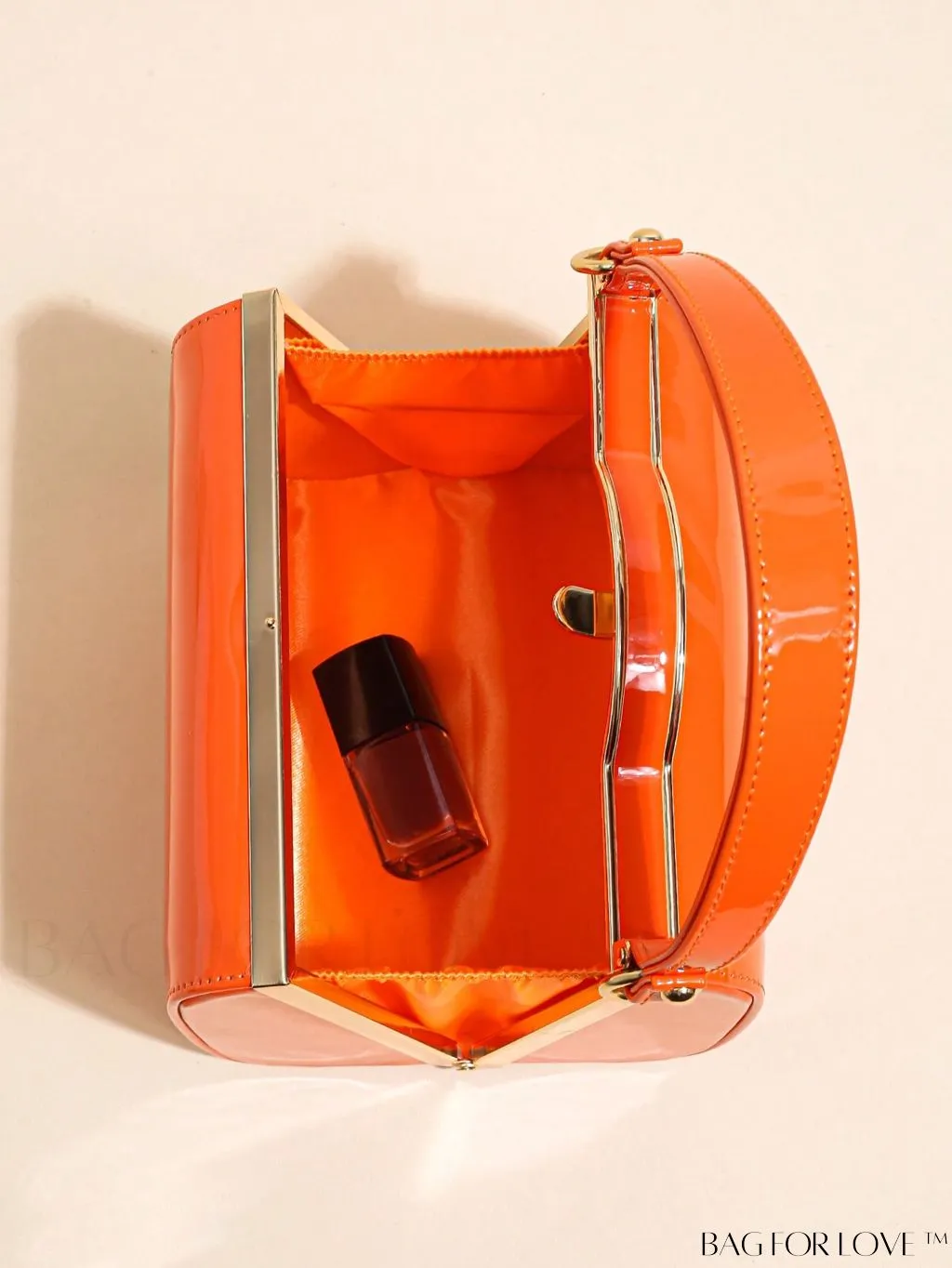 BagForLove - Neon Orange Mini Box Bag: Trendy Funky Style in Artificial Patent Leather