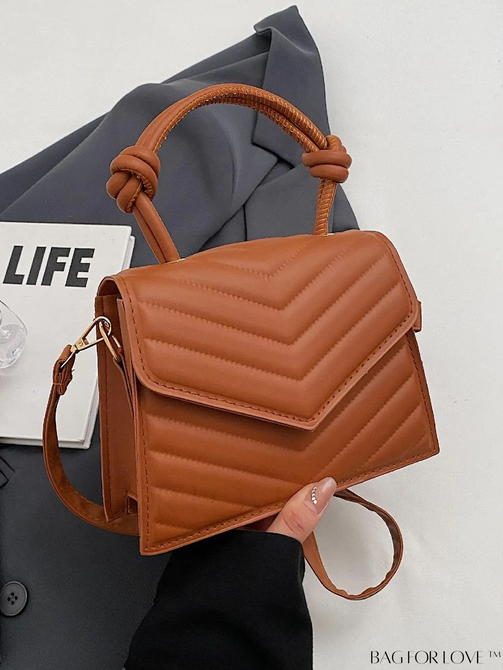 BagForLove - Printed V-Shaped Mini Handbag with Adjustable Shoulder Strap - Fashionable and Functional