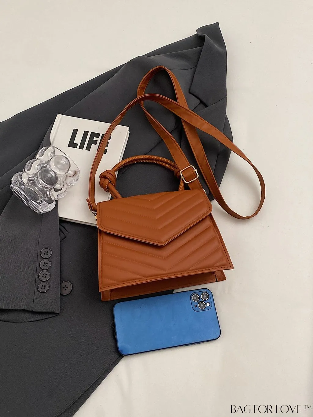 BagForLove - Printed V-Shaped Mini Handbag with Adjustable Shoulder Strap - Fashionable and Functional