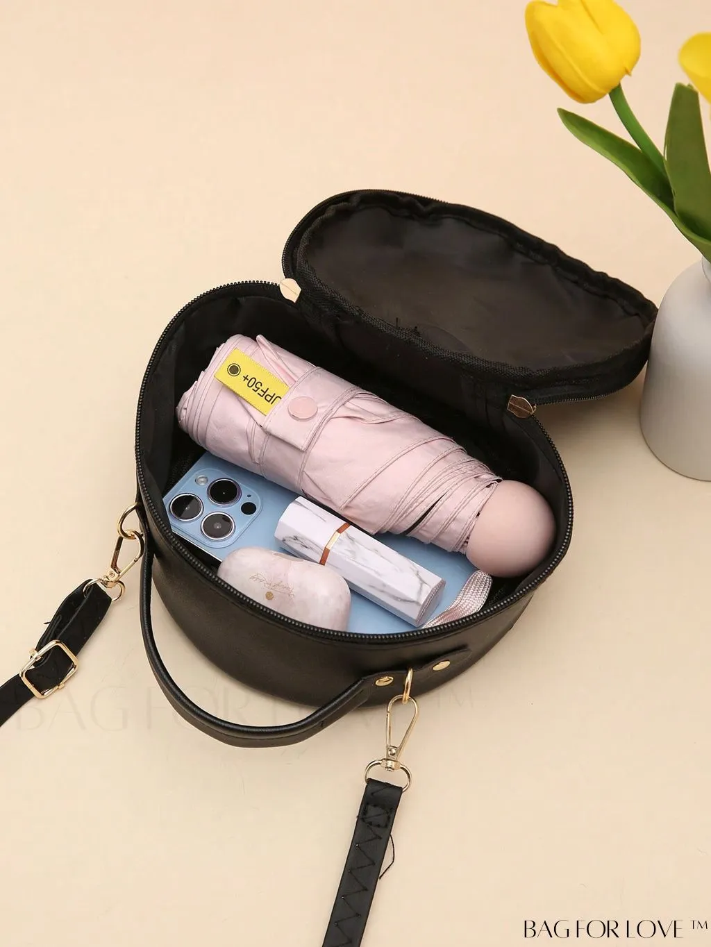 BagForLove - Quilted Colorblock Mini Top Handle Circle Bag - Perfect for Daily Use