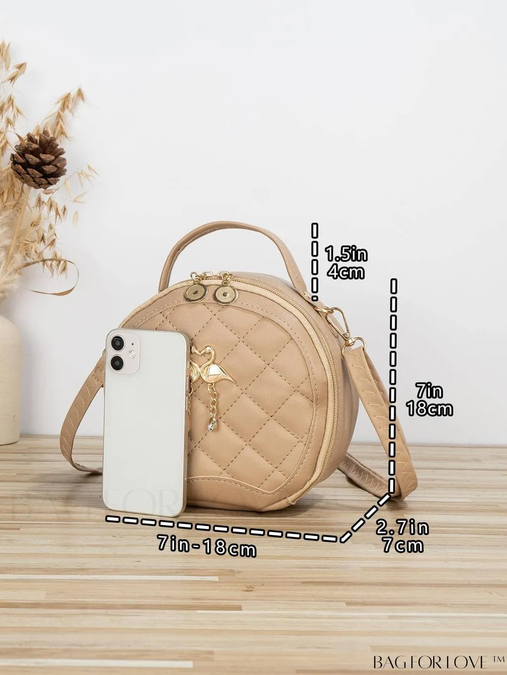 BagForLove - Quilted Colorblock Mini Top Handle Circle Bag - Perfect for Daily Use